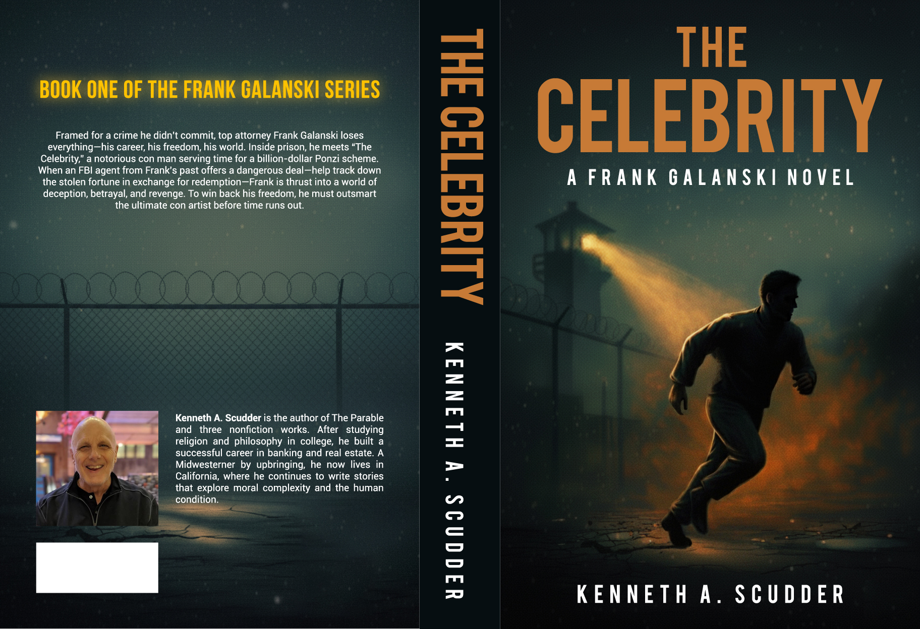 Full wrap cover of The Celebrity, a Frank Galanski legal thriller by Kenneth A. Scudder