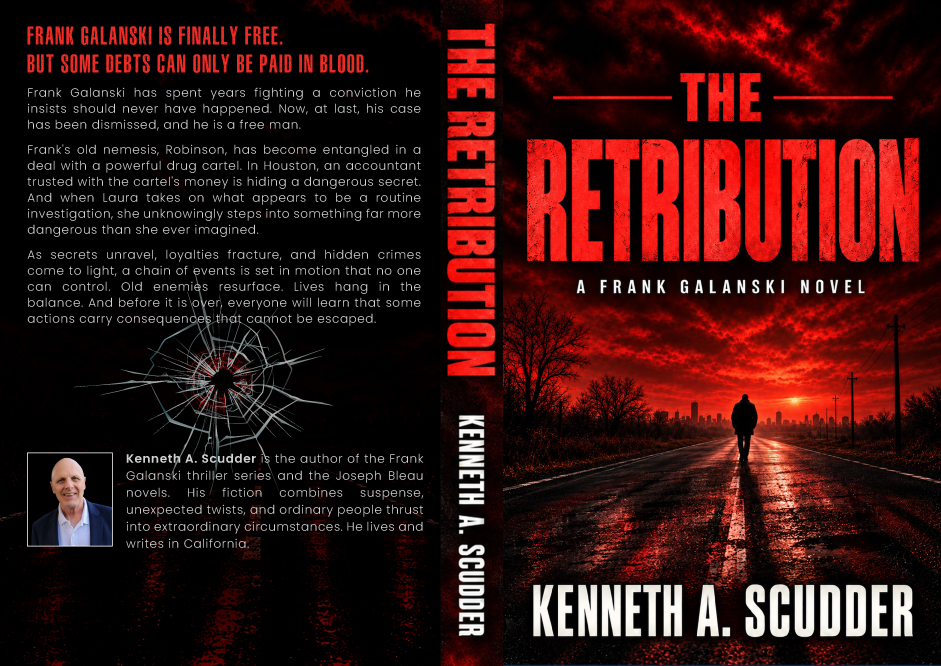Full wrap cover of The Retribution, a Frank Galanski thriller by Kenneth A. Scudder